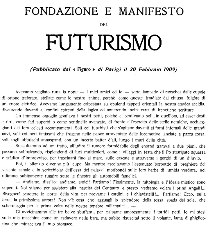 La nascita del futurismo - 1909